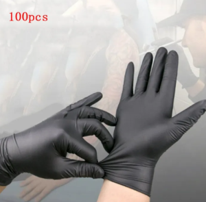 (TERMURAH) 100 PCS SARUNG TANGAN HITAM LATEKS NITRILE LATEX HANDSCOON HANDGLOVE GLOVES SHAMROCKSENSI