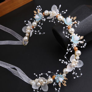 Tooyoo Girls Flowers Garland Pearl Hair Band Bridal Sweet Wedding  Imitation Pearls Bridal Hair Accessories Crown Tiara Headband COD