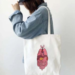 Funny Anatomy Nurse Doctor  Heart Shoulder Bag Paramedic Medicine Girl Books Large Tote Canvas Bag Women Shopping Handbag