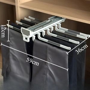 Sacesr Metal Coating Hanger Double Row Push-pull Hangers Clothes Hook Space Saving Wardrobe Pants Hooks Large Capacity Home Storage H8M4T
