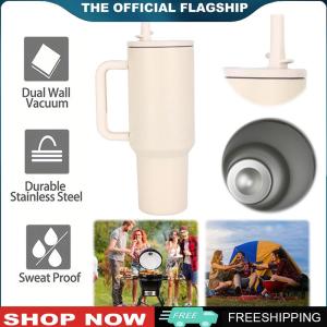 [TOPACE MALL] 40oz Insulated Tumbler with Handle and Straw Thermal Mug Stainless Steel Thermal Coffee Tumbler for Hot and Cold Drinks