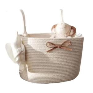 Spacious Hanging Nursery Organizer Baby Crib Storage Basket for Essential Diapers Toy Portable Lightweight Design