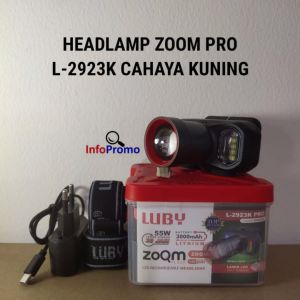 Senter Kepala LED Luby L-2923K PRO 55W Zoom Flash Cahaya Kuning Garansi Resmi