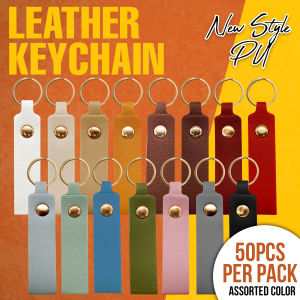 RF Printing - New Style PU Leather Keychain – Durable Key Holder (50PCS) Random Colors