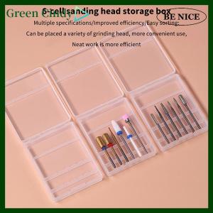 [Green Cindy] Square Nail Art Drill Bit Storage Box 6 Holes Clear Grinding Head Holder Display Drill Bits Manicure Organizer Dust Proof Box