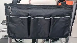 5 Colors Wheelchair Stroller Side Bag Armrest Bag Multi Pockets Folding Walker Holder Pouch