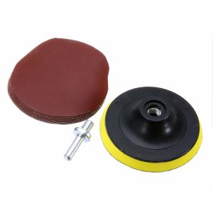 Oright 10Pcs 4" Sanding Disc + Drill Adapter Hook Loop Sander Backed Pad Polishing (with Drill Adapter)