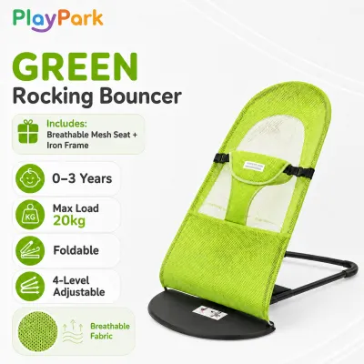 PlayPark Foldable Rocking Chair for Baby Bouncer with toys Newborn Baby Rocker High Quality Fabric With Toys