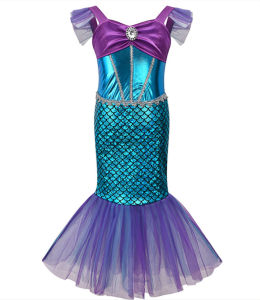 tutu Dress Mermaid 2-10 Years Girls Mermaid Princess Dress Little Girl Suspender Mermaid Costume Birthday Party Dress Show Cosplay