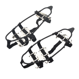 24 Teeth Crampons Ice Cleats Studs Antislip Snow Ice Grip Overshoe Footwear Traction Walk Traction for Climbing Skiing