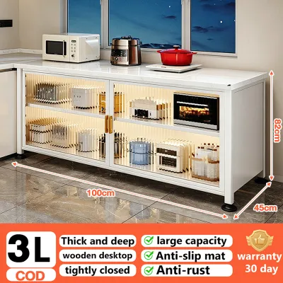 CompactSteel store Multi-functional Kitchen Storage Cabinet Countertop Cabinet Cabon Steel Organizer Rack Kitchen Storage Workbench