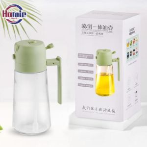 450ml Oil Bottle Spray/Pour Leak-Proof Oil Glass Spray Kitchen Soy Sauce Vinegar Seasoning Bottle