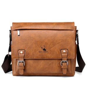 WEIXIER Vintage PU Leather Men Bag Crossbody Messenger Bags Mens Casual Shoulder Waterproof Crossbody Bags