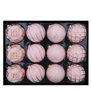 MODERNLUX 12PCS Bề Sơn Đồ trang trí cây thông Noel Bề có vân Thiết kế nổi Đồ trang trí treo Thanh lịch Có thể tái sử dụng. Đồ trang trí Giáng sinh Trang trí cây thông Noel