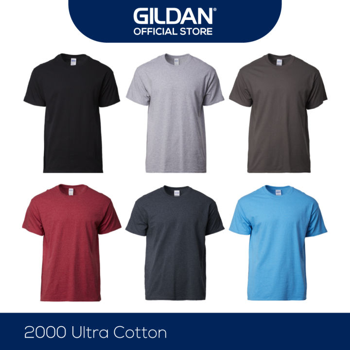 Gildan Ultra Cotton 203GSM 100% Cotton Unisex Oversized T-Shirt 2000 Round  Neck Baju Kosong - Black / Sport Grey / Charcoal / Heather Cardinal / Dark  Heather / Heather Sapphire - Gildan Official Store