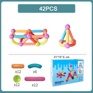 FENAFE【♥️BEST♥️】42/64/84/100/130pcs DIY Magnetic Building Blocks 3D Magnetic Sticks Blocks Magnetic Balls/Bend Bars/Long Bars/Short Bars Magnetic Building Block