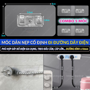 Móc Treo Đi Đường Dây Điện Dán Tường Cỡ To 8x5 CM Chịu Tải Lớn Siêu Dính Tối Ưu Không Gian