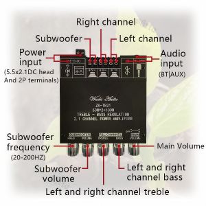 ZK-TB21 Wireless Digital 2.1 Channel Amplifier – 160W*2 + 220W TDA7498E Subwoofer