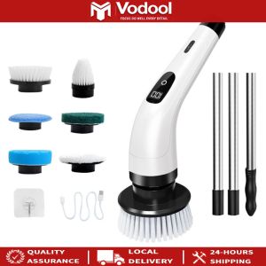 Rechargeable Electric Spin Scrubber with Adjustable Handle and Dual Speed Settings for Home Cleaning