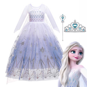 MQATZ Anna Elsa Girl S Dress Snowflake Print Kids Clothes Princess Christmas Performance Costume BX1761