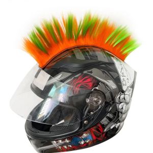 Mohawk Wig Punk Motocross Helmet Decoration Cockscomb Hair Sticker Paste Accessory Men Women Oral Alier Cuernos Para Casco Moto