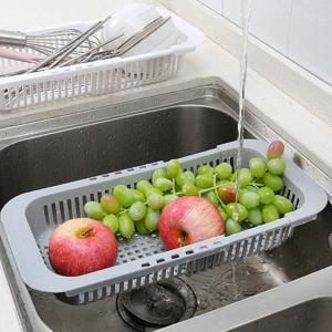 1pcs Retractable Dish Drainer Rack Heavy-Duty Expandable Vegetable Washing Basket Space-Saving Collapsible Sink Organizer with Drainage System