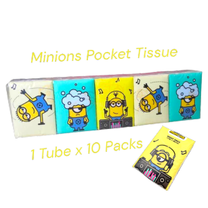Minion Pocket Tissue 4-ply (1 tube x 10packs x 7s) | SoftGreen x Universal
