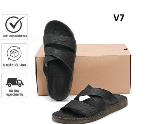 Dép doctor sandal da nam cao cấp đế khâu chỉ xung quanh toàn bộ chắc chắn V10