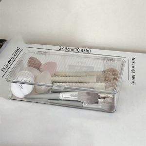 OPEAREY PET Desktop Storage Box Large Capacity Office Supplies Cosmetic Organizer Box  Transparent Book Document Storage Box