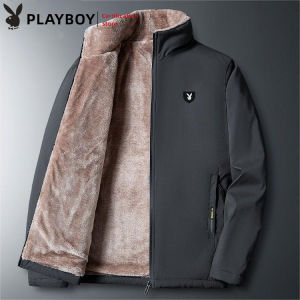 Playboy Mens Winter Jacket Thickened Plush Jacket Trendy Casual Fashion Jacket