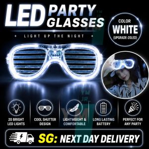 😎SG Stock😎 20 LED Glowing Glasses Flashing Luminous Eyewear Concert Rave Party Decoration Night Event Concert Rave Party