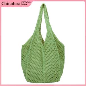 Women Knitted Beach Tote Bag Hollow Out Summer Crochet Large Capacity Casual Tote Bag