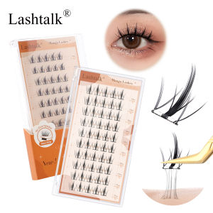 Lashtalk Manga Lashes Self Adhesive DIY False Eyelash No Glue and Remover Needed One-Step Reusable Pre-Glued 50 Clusters