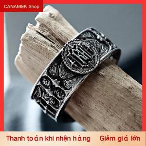 CS Retro Cá Tính Cổ Bạc Màu Rỗng-out Cứu Trợ Vương Miện Nhẫn Cho Phụ Nữ Người Đàn Ông Halloween Thời Trang Gothic Đồ Trang Sức