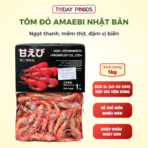 Tôm đỏ Amaebi Nhật Bản Maruoku 1kg size 3L (45-50 con) / hộp đông lạnh - cá đông lạnh
