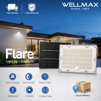 WELLMAX Solar Lights Outdoor Motion Sensor Split Design Waterproof Solar Flood Light 3 Modes for Garden Yard Wall Patio