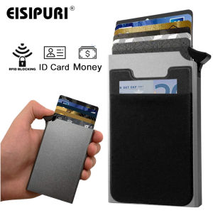 Mini RFID Aluminum Wallet Automatic Pop up Bank Card Coin Case Slim Smart Wallet With Elasticity Back Pouch ID Credit Card Holder