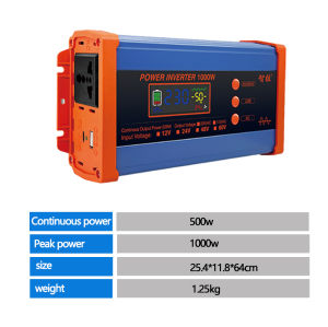 60Hz Pure sine wave inverter 1000W 3000W 12V/24V Solar Power Inverter DC12V / 24V to AC220V Electric vehicle home appliance travel power inverter adaptercar power supply