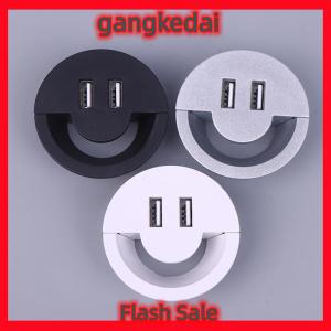 Gangke ที่ครอบรูสายไฟขนาด50มม. เป็นช่องกลมสำหรับโต๊ะสำนักงานบ้านกล่องสายไฟโต๊ะทำงานคอมพิวเตอร์พร้อมห่วงจัดสาย USB 2ช่อง