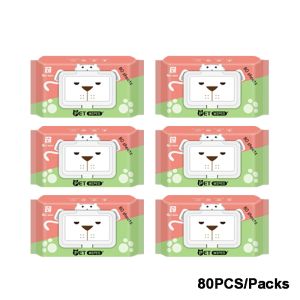 PET RECORD Grooming Essentials - 10 Pack Deodorizing & Antibacterial Dog & Cat Wipes Alcohol-Free Soft Cleansing Tissues