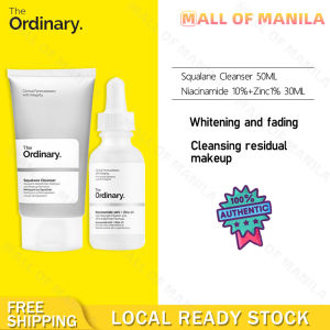 The ordinary Squalane Cleanser + Niacinamide 10%+Zinc 1% Serum & Essence, reduce dark circles brighten and tighten around eyes whiten control oil stay up late for repair【Ready stock】