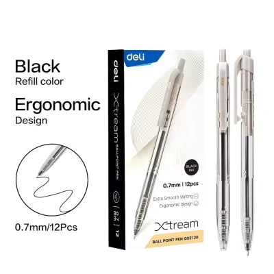 DELI Ballpoint Pen 0.7 mm Office Ball Pens 12PCS/Box Smoothing Writing Low Viscosity Ink Writing Pens Office Stationery