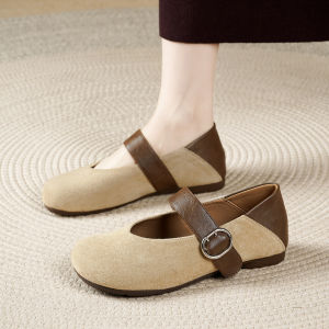 Free Shipping Elegant Square-Toe Flat Shoes For Women 2026 New Spring And Autumn Collection Retro-Style Leather Shoes Shallow-Toe Design Suitable For Commuting