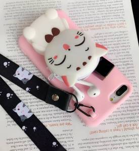 Wallet Character Lucky Cat silicon case for Oppo A15 A15S A12 A5S A7 F9 F11 F11Pro Vivo Y11S Y12S Y12A Y12i Y15A Y15S Y20 Y20i Y20S Y30 Y30i Y50 Y50i Y91 Y93 Y95 Y11 Y12 Y15 Y17 S1 Huawei Y7 Y9 Y9Prime Y9S Realme 5 5i Realme6 6i C3 C12 C15 C25