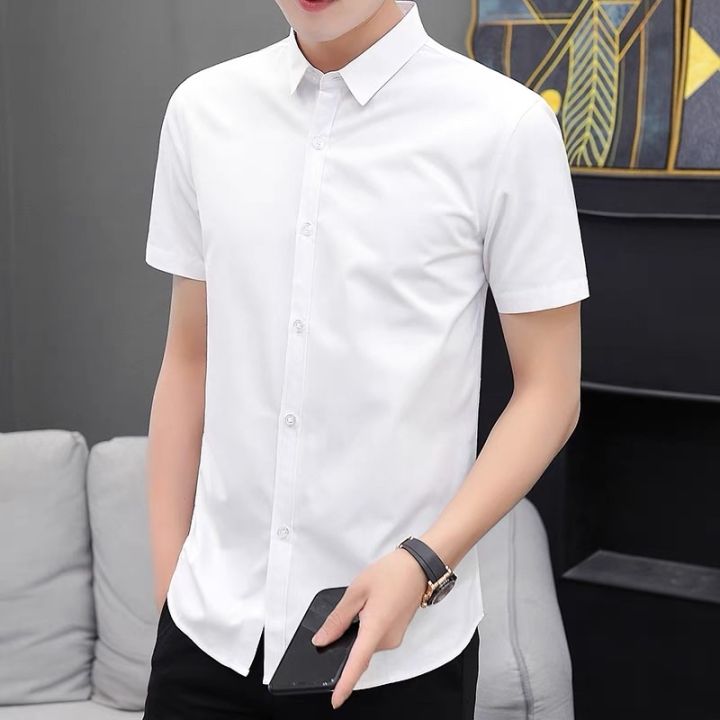 Plain White Short Sleeve Polo For Men Korean Style