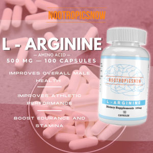 L-Arginine 500 mg (100 capsules 100 servings) Nootropic Brain Booster Male Men health Stamina Athletic Performance Amino Acid Supplement Natural Organic Local not powder Vegan Muscle Growth Gym Exercise Protein Bodybuilding Hormone Collage Endurance