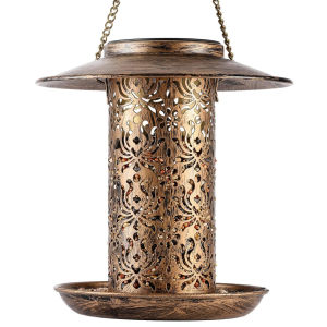 ⭐️【Local warehouse+COD】⭐Solar Bird Feeder For Outdoors Hanging Metal Wild Bird Feeder For Cardinals Solar Garden Lantern With S Hook As Gift Ideas For Bird Lovers (2LBs Heavy Duty Weather Resistance Birdfeeders)