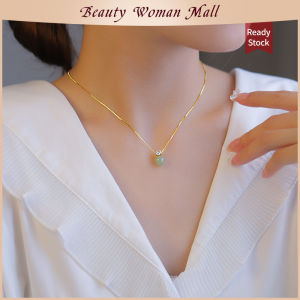 Beauty Woman Not Allergic Natural Hetian Jade Pendant Lucky Beads Necklace For Women Korean Original Clavicle Chain