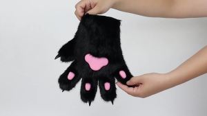 Halloween Plush Cat Paw Costume Gloves cosplay Comic Con Cat Paw Props Furry Costume Animal Paws