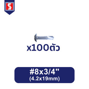 IEPERNG สกรูปลายสว่าน #8 100 ตัว/ถุง แฉก P+(P) ยึดสังกระสี Tapping Screw